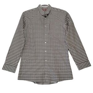 Hugo Boss Mens Plaid Long Sleeve Button Up Shirt‎ Size 34/35 Gray Black